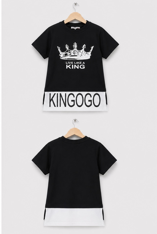 تیشرت پسرانه مشکی طرح KING کد۱۰۸۹