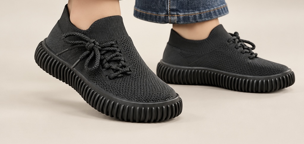 کتونی یزی (yeezy)جورابی بچگانه  تمام مشکی کد۱۱۱۵